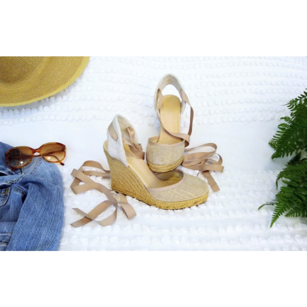 Aldo lace up espadrilles wedge size 37